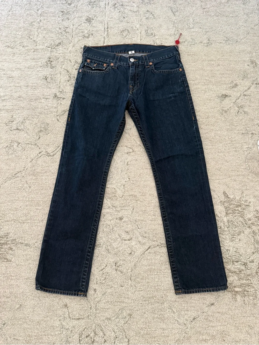 True Religion Mens Straight Dark Wash Jeans